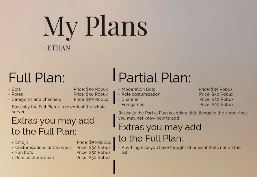 My Plans